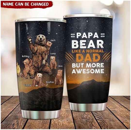 Discover Customized Papa Bear Father Day Dad Familia Gift Daddy Father's Day Summer Vacation Gift Tumbler