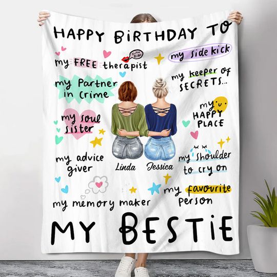 Discover Happy Birthday To My Besties Personalized Fleece Blanket