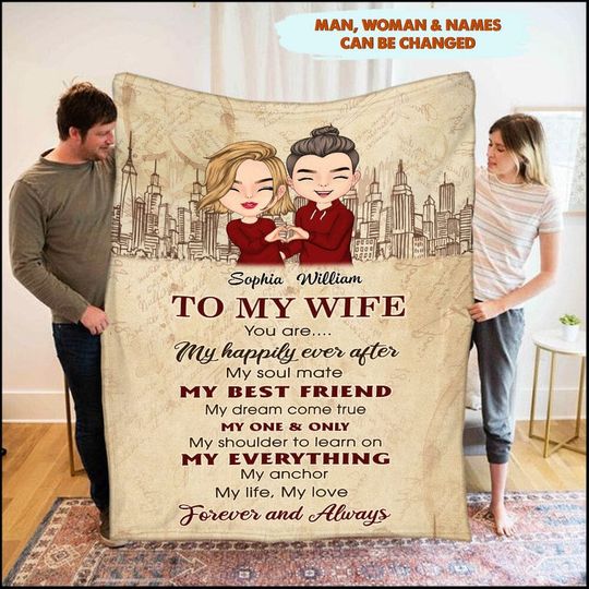 Discover To My Wife You Are My Happily Ever After Couple Personalized Fleece Blanket