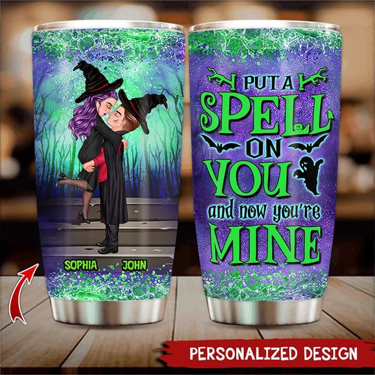 Discover Halloween Couple Kissing I Put A Spell On You And You're Mine Personalized Tumbler