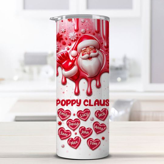 Discover Christmas Cute Laughing Santa Papa Grandpa Dad Claus Heart Kids Personalized Skinny Tumbler
