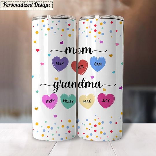 Discover Colorful Mom Grandma Sweet Heart Kids Personalized Tumbler