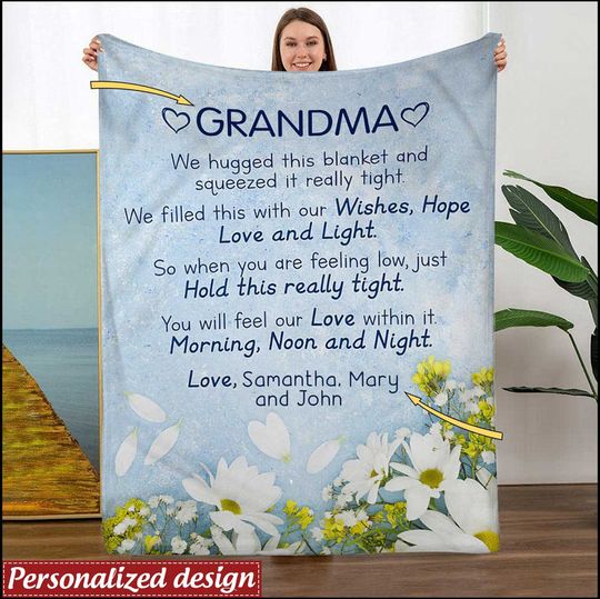 Discover Christmas Gift for Grandma from Grandkid Personalized Fleece Blanket