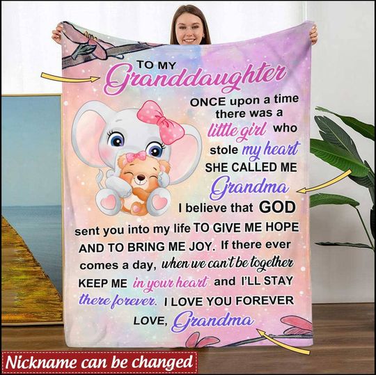 Discover Elephant Teddy Bear Gift for Granddaughter From Grandma Personalized Fleece Blanket