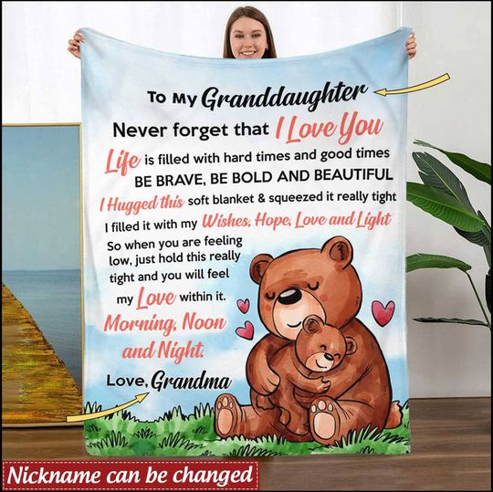 Discover Christmas Gift For Granddaughter, Grandson From Grandma Teddy Bear Personalized Blanket