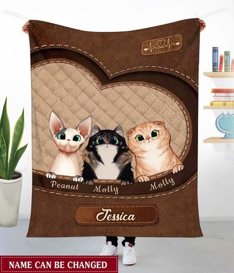 Discover Cat Mom Puppy Pet Cats Lover Personalized Fleece Blanket