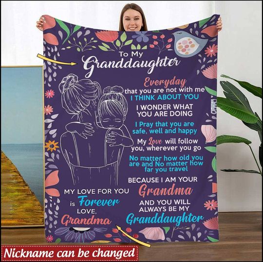 Discover Christmas Gift for Granddaughter from Grandma Personalized Fleece Blanket