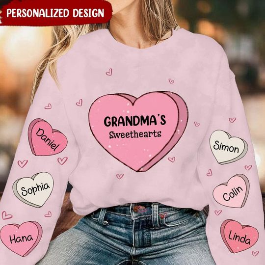 Discover Sweetest Heart Grandma Auntie Mom Kids Personalized 3D Sweatshirt