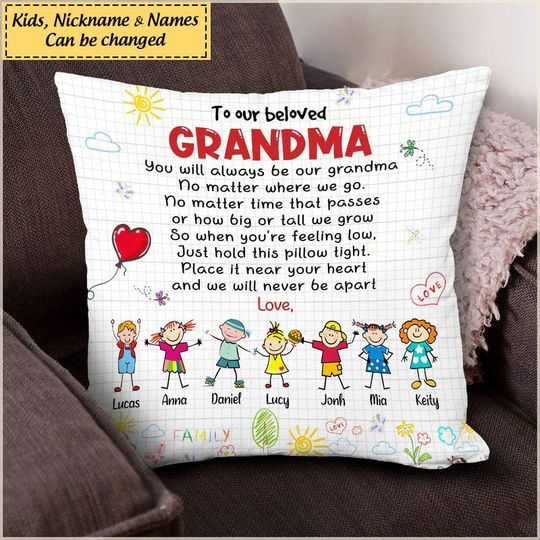 Discover To beloved Grandma Happy Kids Personalized Pillow Gift for Grandmas Moms