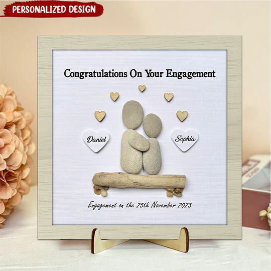 Discover Personalized Engagement 2-layered Wooden Plaque, Engagement Gift