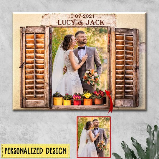 Discover Custom Upload Picture Couple Husband Wife Personalized Names Photo Family Gift Canvas