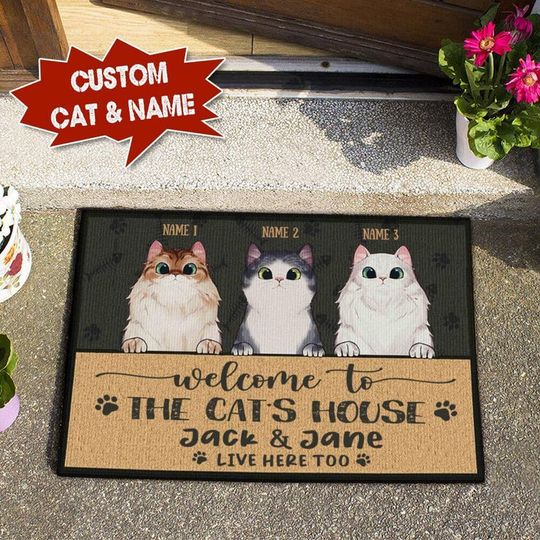 Discover Welcome To The Cat'S House Doormat Full Printing Personalized Doormat Gift For Cat Lover
