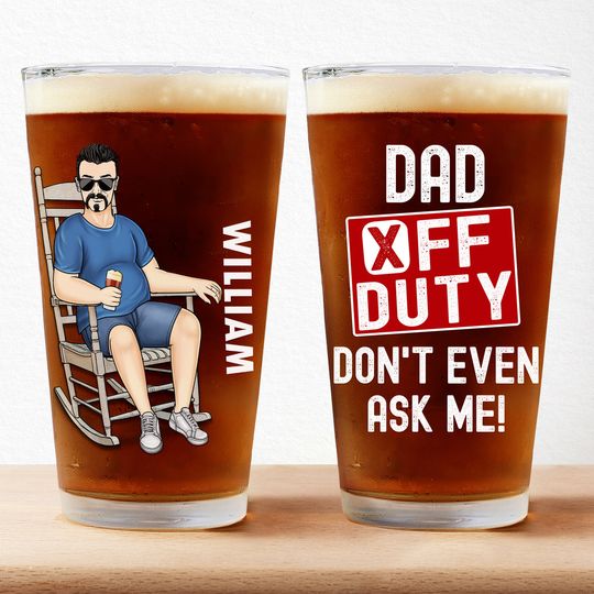 Discover Dad Grandpa Off Duty - Custom Father's Day Gift Personalized Pint Glass