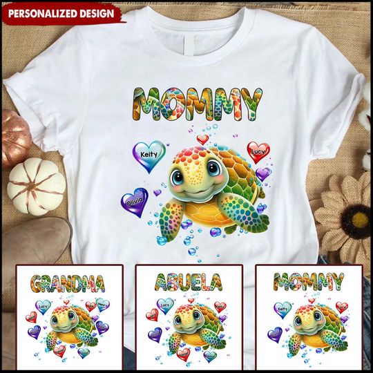 Discover Sea Turtle Grandma Auntie Mom Kids Personalized Shirt