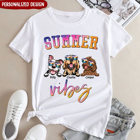 Discover Dog Summer Vibes Personalized T-shirt