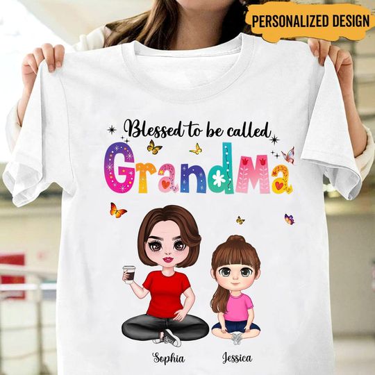 Discover Blessed To be Called Grandma Mom With Grandkids Personalized Shirt