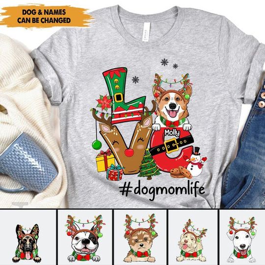Discover Christmas Love Grandma Life Dog Mom Personalized Shirt