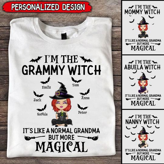 Discover Grammy Witch Personalized T-shirt Grandma Shirt With Grandkids Name