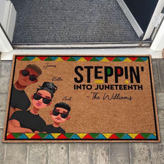 Discover Steppin' Into Juneteenth - Personalized Doormat