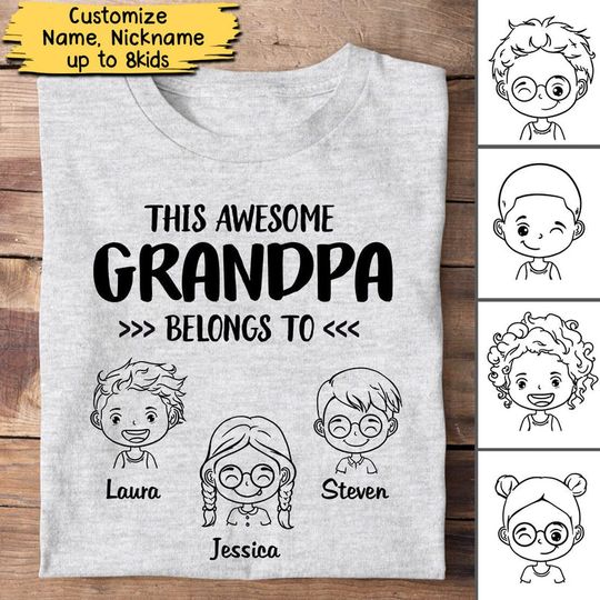 Discover This awesome Grandpa Belongs To Grandkids Personalized Custom T-shirt