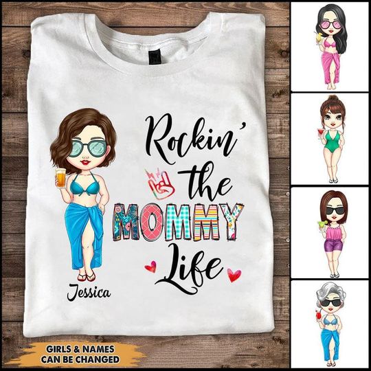 Discover Personalized Rockin' Mom Life, Grandma Life Summer Shirt