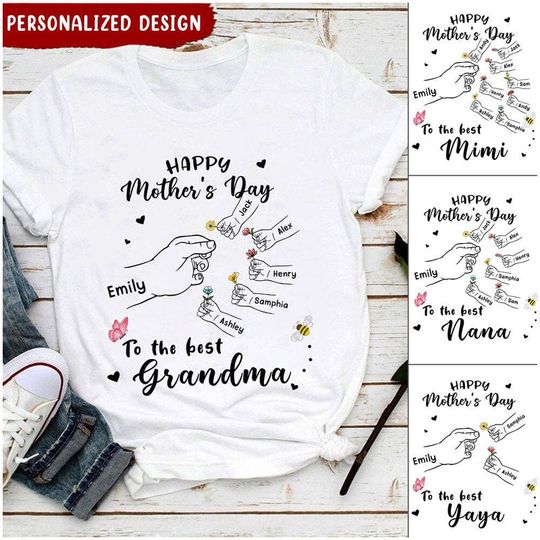 Discover Happy Mother's Day To The Best Grandma Personalized Gift For Mom, Mimi, Custom Shirt