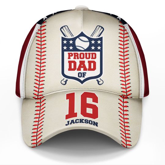 Discover Proud Baseball Dad Personalized Cap
