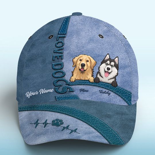 Discover Happiness Is A Warm Puppy Navy - Dog Personalized Custom Hat, All Over Print Classic Cap