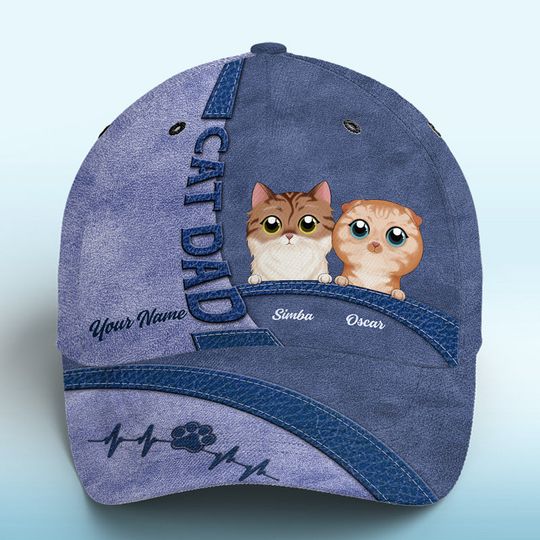 Discover What Greater Gift Than The Love Of A Cat Blue - Cat Personalized Custom Hat, All Over Print Classic Cap