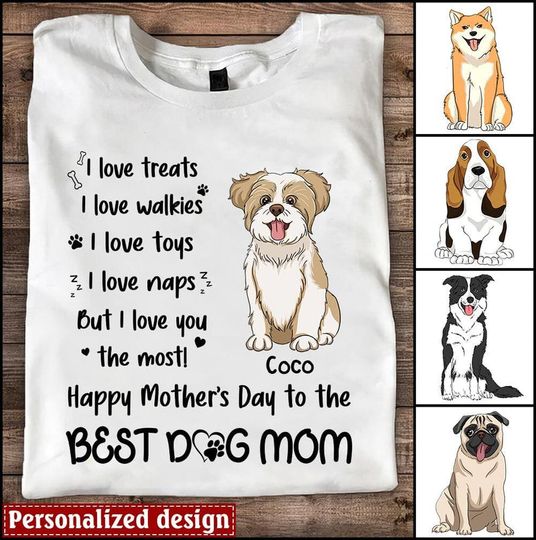Discover Personalized I Love Treats I Love Walkies Mother's Day Shirt, Custom Gifts For Dog Mom