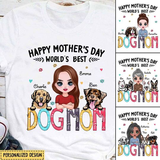 Discover Happy Mother's Day World's Best Dog Mom Personalized Shirt