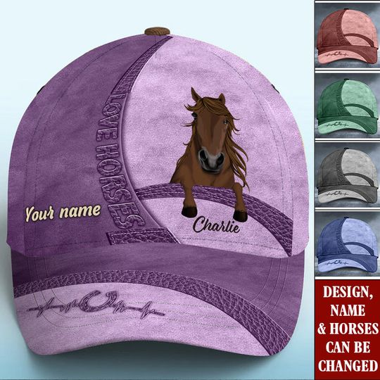 Discover Love Horses Colorful Leather Pattern Personalized Classic Baseball Cap 3D
