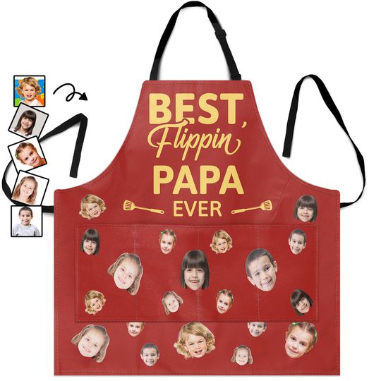 Discover Custom Photo Best Flippin' Papa Ever - Gift For Men, Dad, Grandpa, Husband, Boyfriend - Personalized Apron