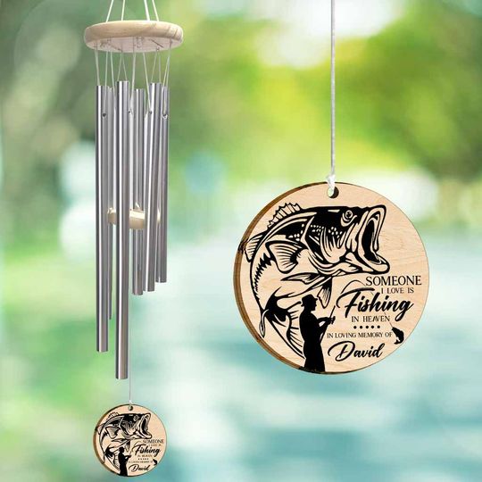 Discover Someone I Love Is Fishing In Heaven - Personalized Wind Chime
