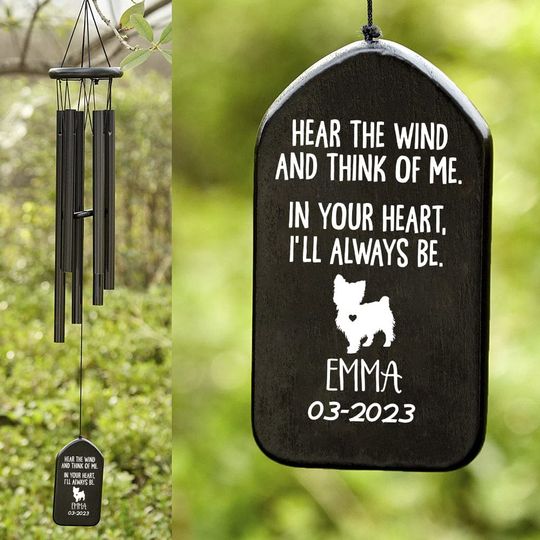 Discover In Your Heart I'll Always Be Dog Memorial Wind Chimes Personalized Gifts