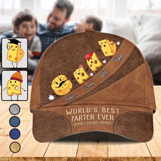 Discover World's Best Farter Funny Cheese - Personalized Father Baseball 3D Cap