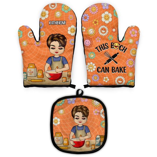 Discover This Can Bake - Gift For Mother, Gift For Bakers - Personalized Oven Mitts, Pot Holders