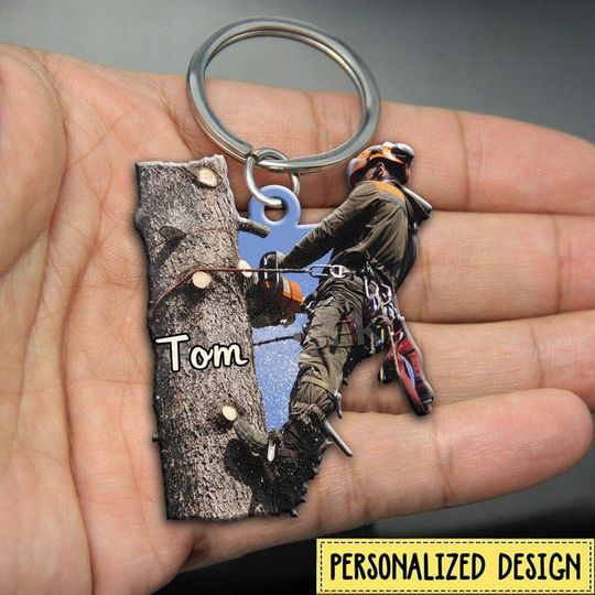 Discover Arborist Personalized Wooden Keychain