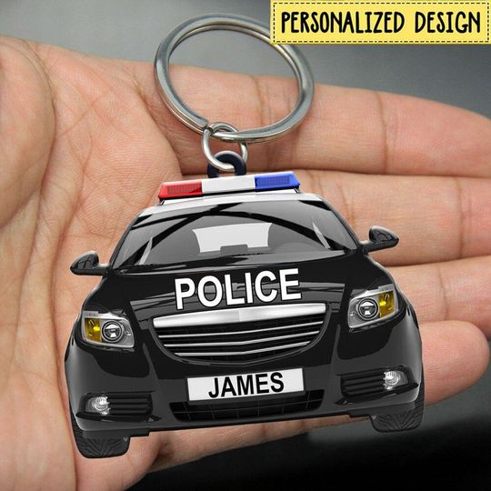 Discover Personalized Police Car Wooden Keychain