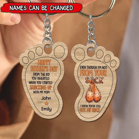 Discover Even Though I’m Not From Your Sack I Know You’re Still Got My Back Custom Footprint Wooden Keychain