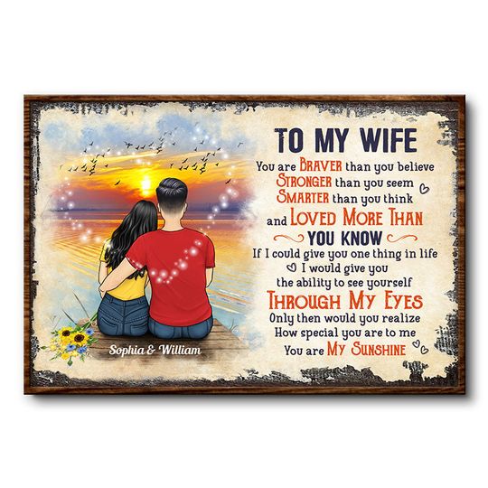 Discover Family Couple To My Wife Husband You Are Braver Than You Believe Personalized Poster