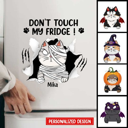Discover Personalized Cat Decal For Fridge - Don't Touch My Fridge