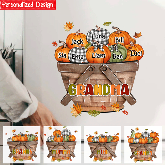 Discover Grandma Fall Pumpkin Basket Personalized Decal Nana Fall Decor Gift