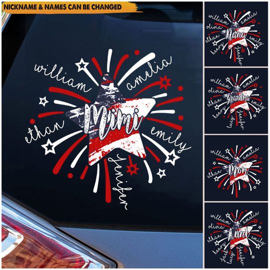 Discover 4th of July Mom Grandma Mimi Kids Star Firework American Flag Personalized