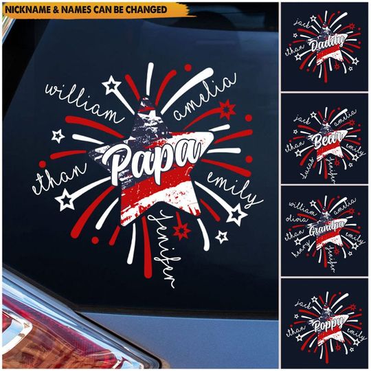 Discover 4th of July Dad Grandpa Papa Kids Star Firework American Flag Personalized