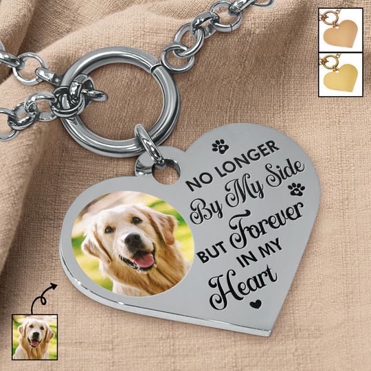 Discover Custom Photo Forever In My Heart Memorial Gift For Dog Cat Lovers Personalized Heart Bracelet