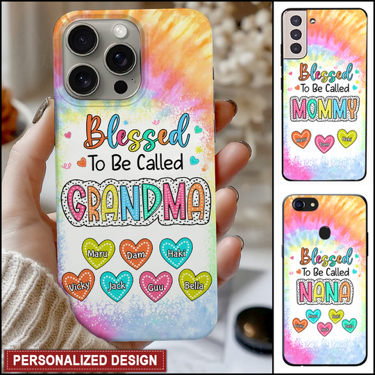 Discover Personalized Blessed To Be Called Grandma Heart Grandkids Phone case