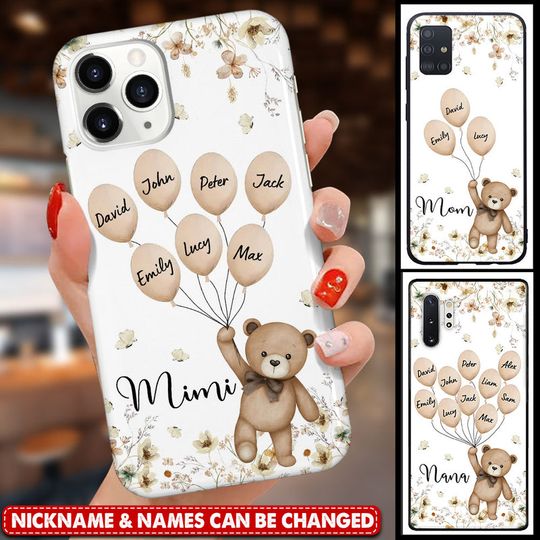 Discover Cute Teddy Bear Mimi Mom Balloon Kids Personalized Phone Case