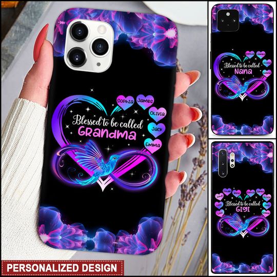 Discover Blessed to Be Called Nana Grandma Infinity Heart Kids Personalized Phone case