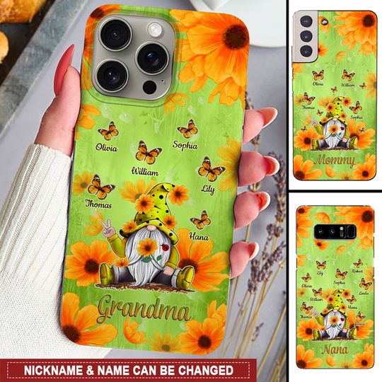 Discover Personalized Grandma Nana Mom Gnome Butterfly Kids Phone case